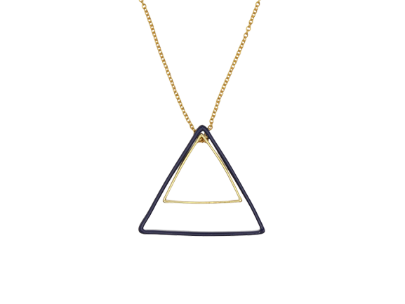 Double Triangle Pendant Necklace - Pink / Black