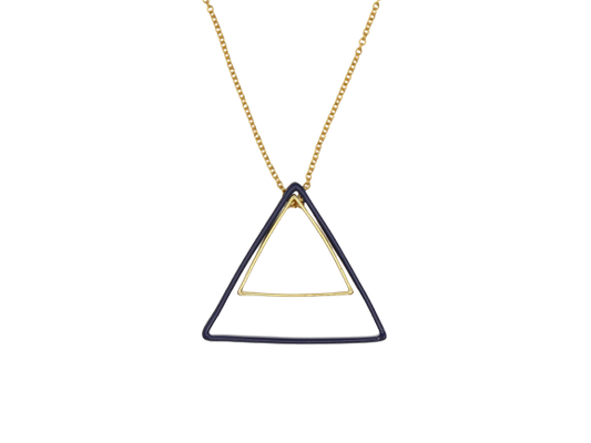 Double Triangle Pendant Necklace - Pink / Black