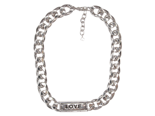 Silver 'LOVE' Sign Chain Necklace