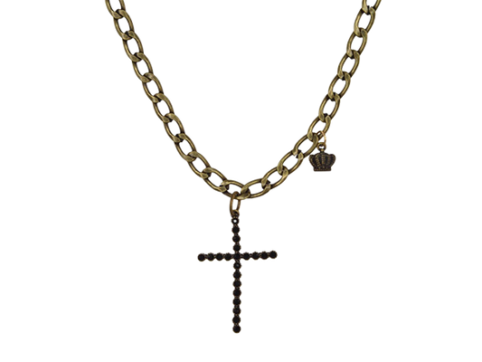 Black Cystals Cross Pendant Necklace
