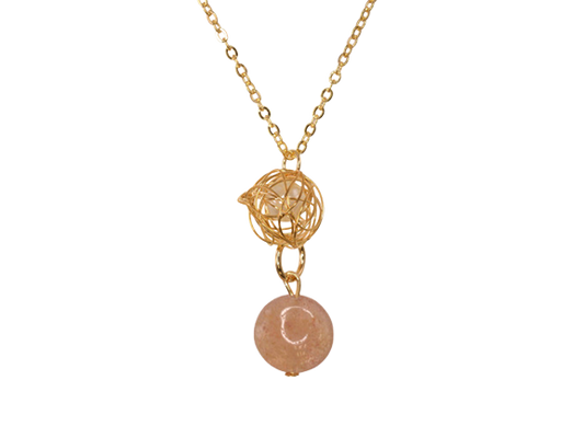 Pink Crystal Circle Pendant Necklace