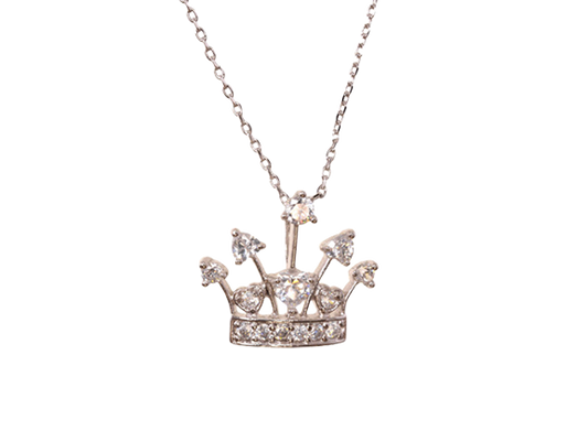 Crown Pendant Necklace - Silver