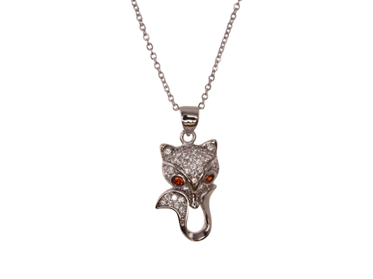 Rhinestone Fox Pendant Necklace
