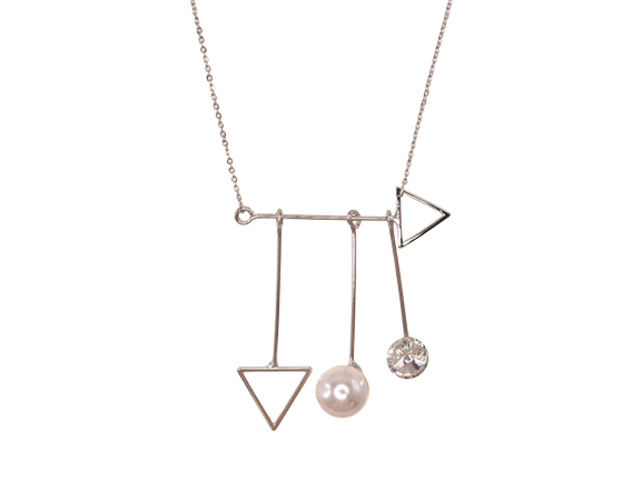 Multi Shape Pendant Necklace - Silver