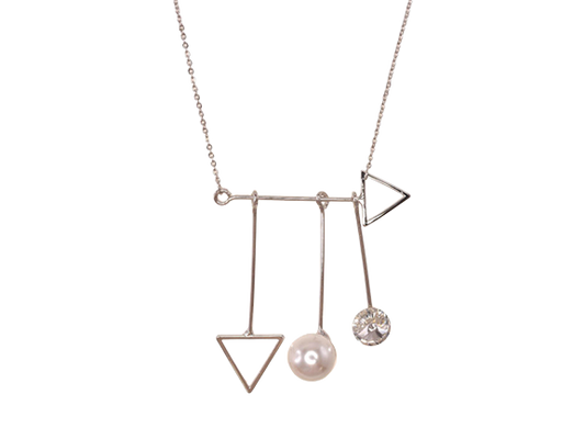 Multi Shape Pendant Necklace - Silver