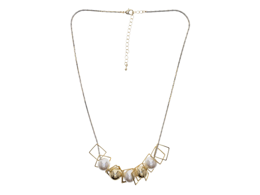 Gold & White Pearls Short Necklace