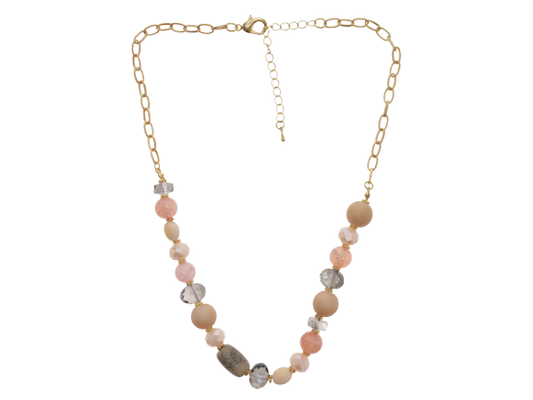 Mixed Stones Necklace -Pink