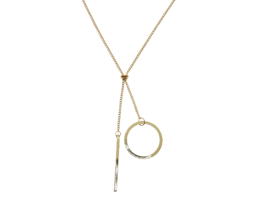 Gold 'I' 'O' Long Pendant Necklace