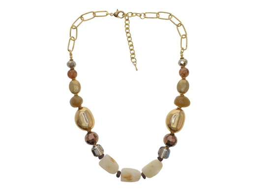 Eclectic Mixed Stone Gold Chain Necklace