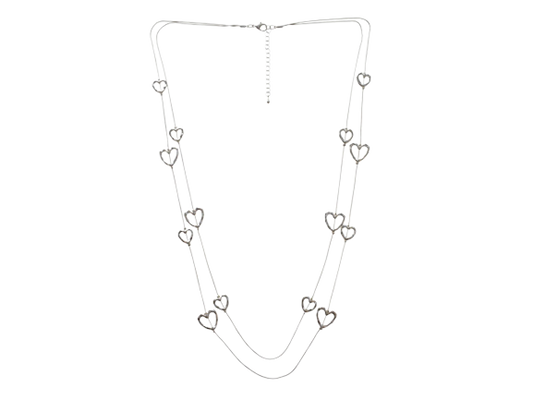 Multi Hearts Double Layers Long Necklace