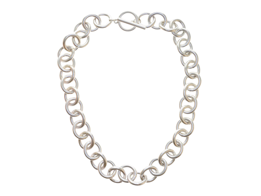Silver Circle T-Bar Chain Necklace