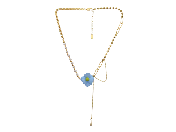 Light Blue Flower Pendant Necklace