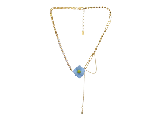 Light Blue Flower Pendant Necklace