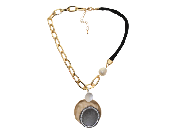 Gold & Black Double Circle Chain Necklace