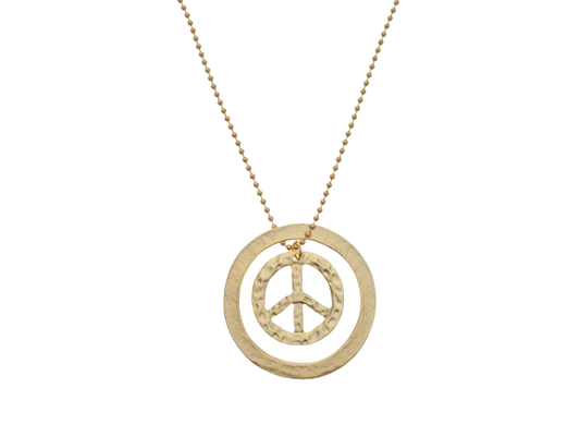 Gold Peace Sign Pendant Necklace