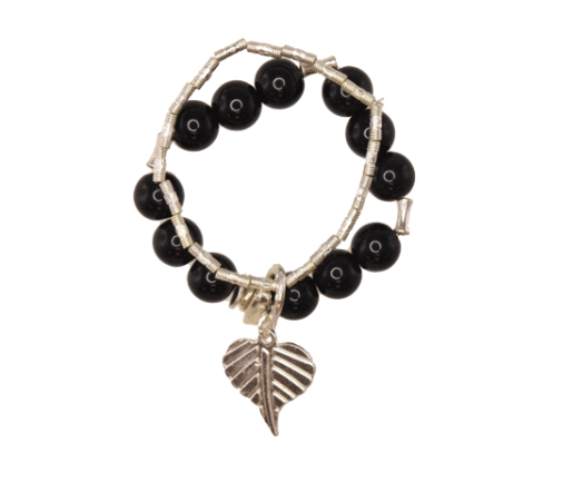 Black Pearl Metal Stretch Bracelet- 2 pack