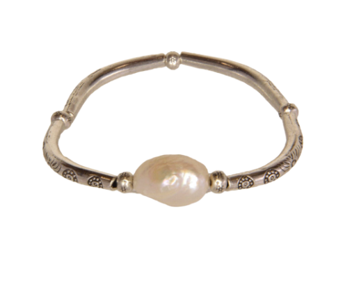 Faux White Stone Stretch Metal bracelet