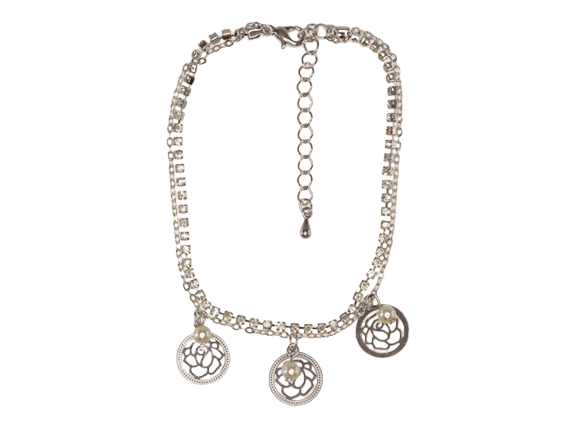 Triple Rose Plate Embellished Double Layers Anklet