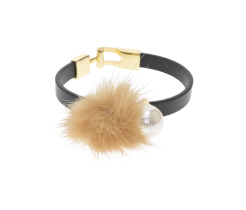 Faux Fur Pearl Leather Bracelet