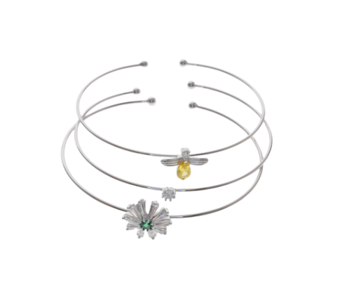 Flower Bee Metal Cuff Bracelet- 3 pack