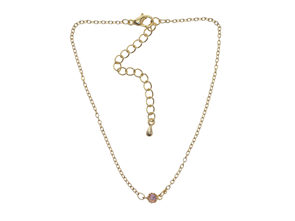 Single Pink Crystal Gold Anklet