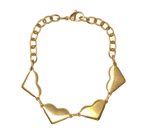 Gold Heart Chain Metal Bracelet