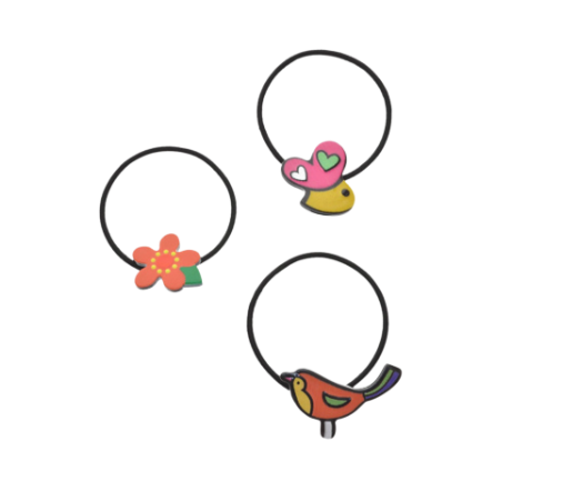 Birds Flower Elastic Hair Tie - 3 packs