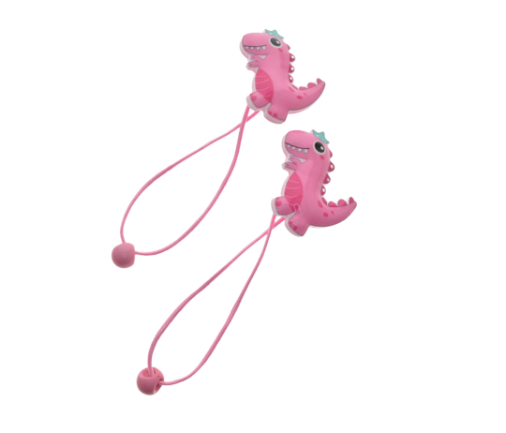 Pink Plastic Dinosaur Hair Tie- 2 packs