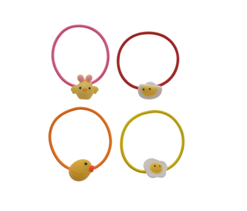 Chicken Fried Egg Plastic Hair Tie - 4 packs