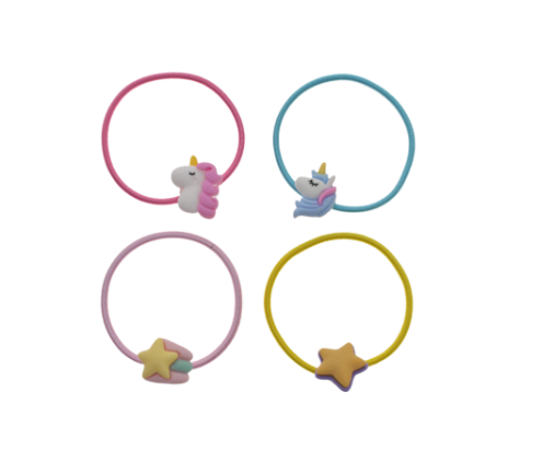 Star Unicorn elastic Hair Ties- 4 pack