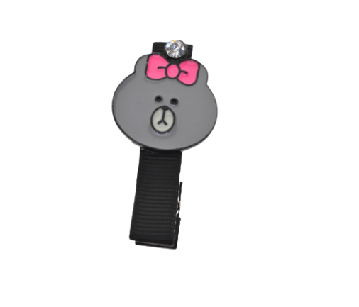 Grey Bear Head Plastic Hair Clip