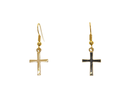 Gold Cross Drop Earrings