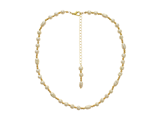 Gold Small Pearls Short Necklace