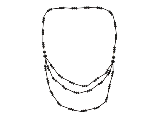 Triple Layers Black Crystals Necklace