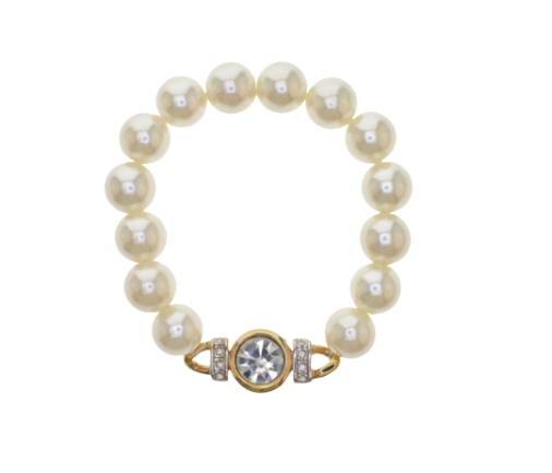 Faux Crystal Beaded Pearls Stretch Bracelet