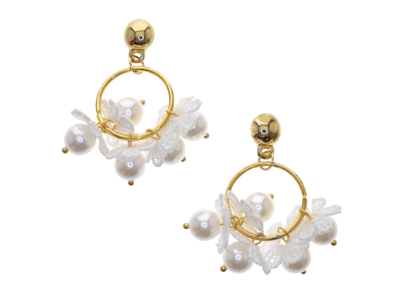 Flower Pearls Gold Earrings