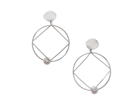 Circle & Square Drop Earrings