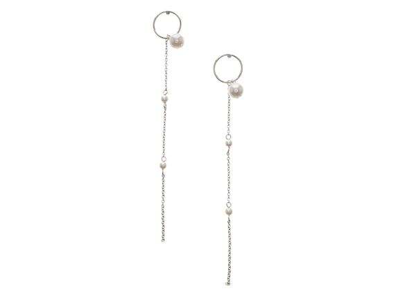 Pearl Linear Drop Earrings (Silver / Gold)