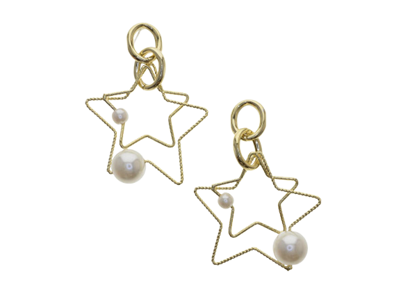 Stars & Pearls Drop Earrings (Silver Plated)