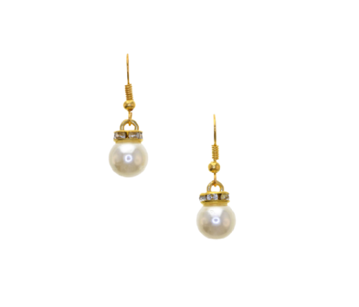 Faux White Pearl Drop Earrings