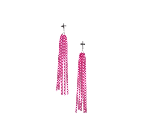 Pink Waterfall Tassel Drop Earrings