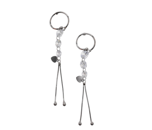 Grey Circle with Faux Crystal Drop Earrings