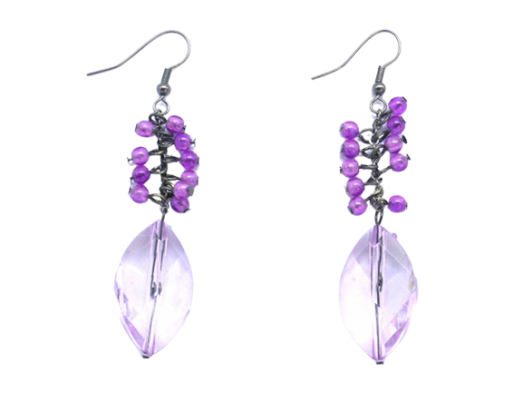 Water Drop Crystal Earrings (Purple / Blue)