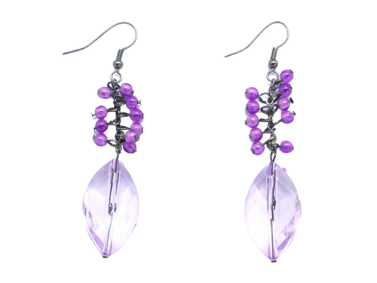 Water Drop Crystal Earrings (Purple / Blue)