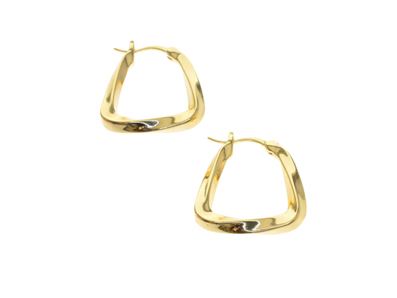 Gold / Silver Small Square Twisted Hoops (Silver Plated)