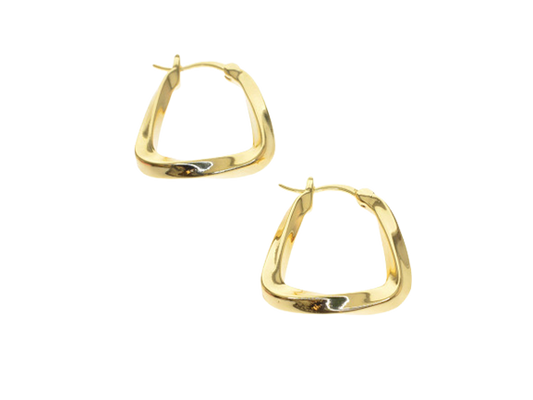Gold / Silver Small Square Twisted Hoops (Silver Plated)
