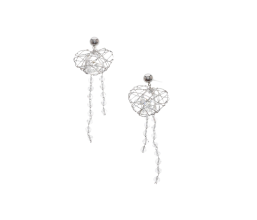 Silver Heart Drop Earring