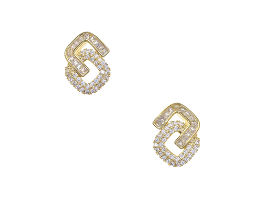 Double C Stud Earrings (Silver Plated)