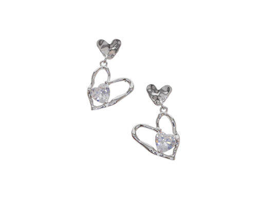 Triple Hearts Drop Earrings