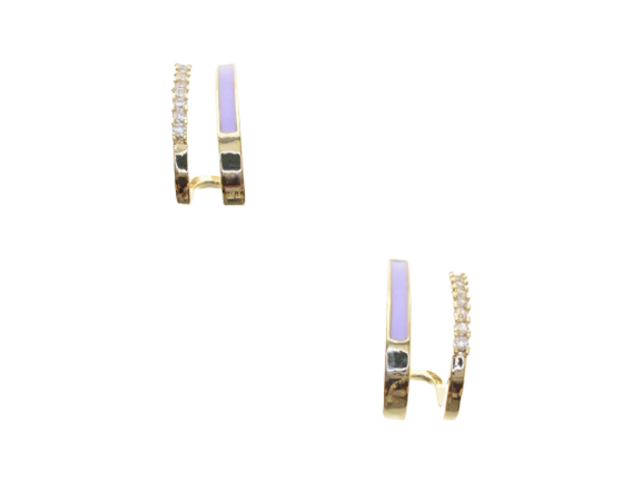 Purple and Gold Embellished Double Layers Hoops (Silver Plated)